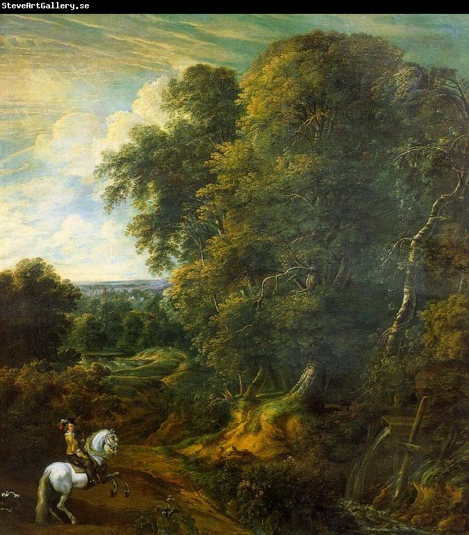 Corneille Huysmans Landscape with a Horseman in a Clearing